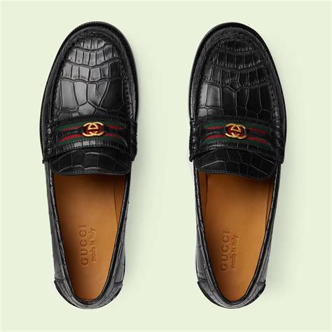 gucci crocodile loafers men's|gucci snake loafers.